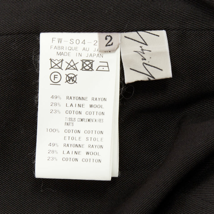 YOHJI YAMAMOTO black rayon blend ruffle applique avant garde mini skirt JP1 S