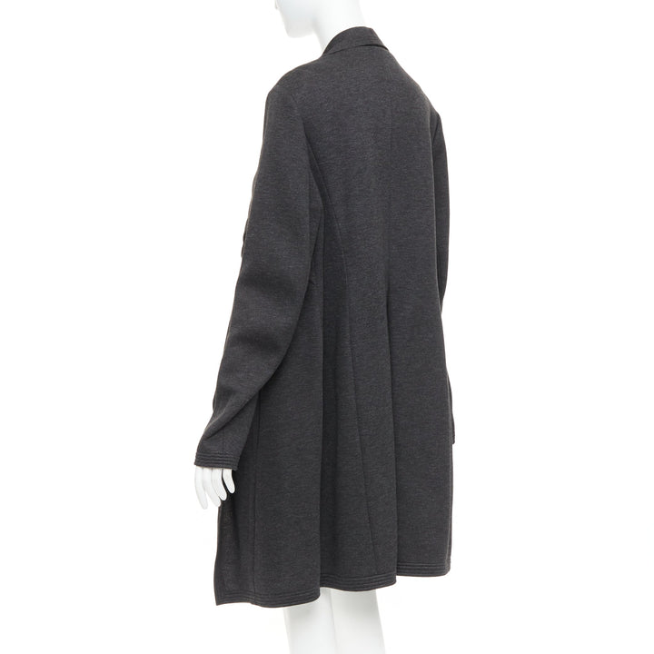 DONNA KARAN dark grey viscose quilted waterfall drape front coat US14 XXL