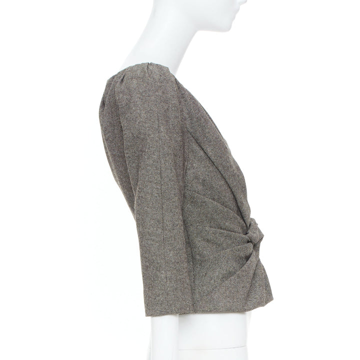 CHRISTIAN DIOR 1998 Runway John Galliano grey wool tweed knot jacket FR36 S