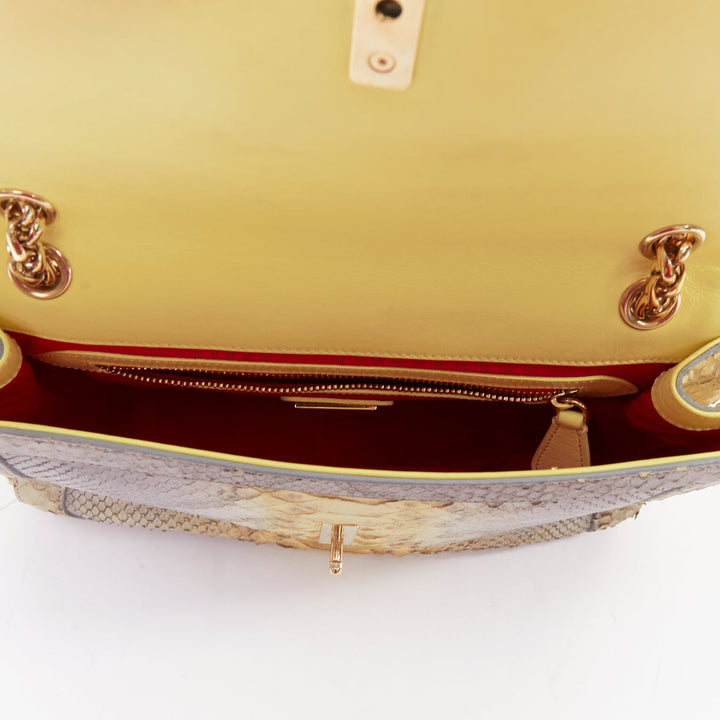 CHRISTIAN LOUBOUTIN Sweet Charity grey yellow gold stud bow chain shoulder bag