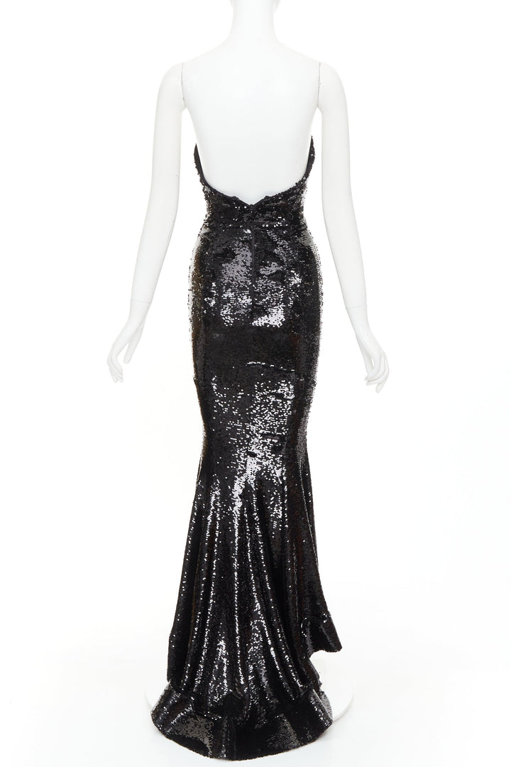 ALEXANDRE VAUTHIER COUTURE AW2019 Runway black sequin corseted mermaid gown