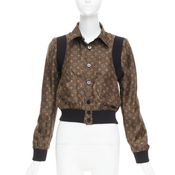 LOUIS VUITTON 2021 Reversible LV monogram cropped bomber jacket FR36 S