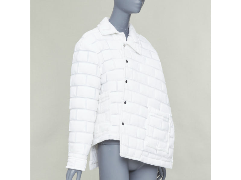 COMME DES GARCONS Homme Plus 2018 white brick sheer overlay quilted jacket XS