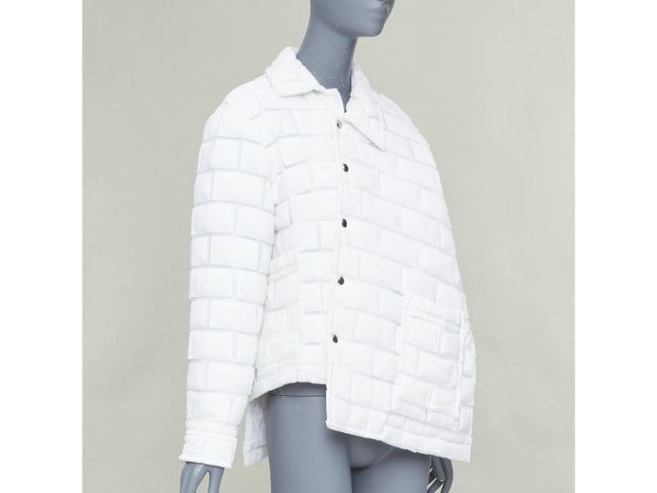 COMME DES GARCONS Homme Plus 2018 white brick sheer overlay quilted jacket XS