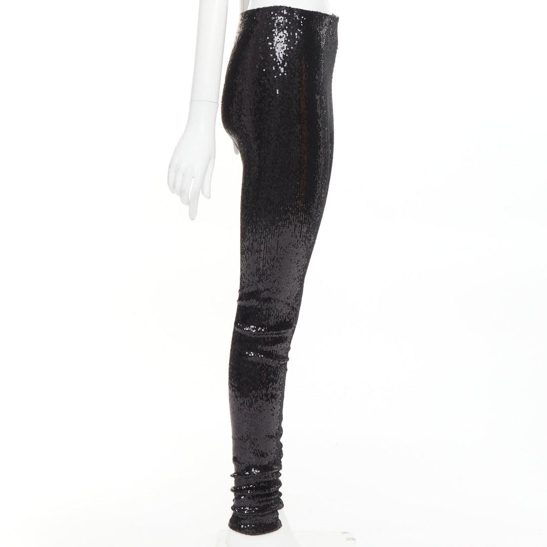 ALEXANDRE VAUTHIER black pailette sequins stretchy legging pants