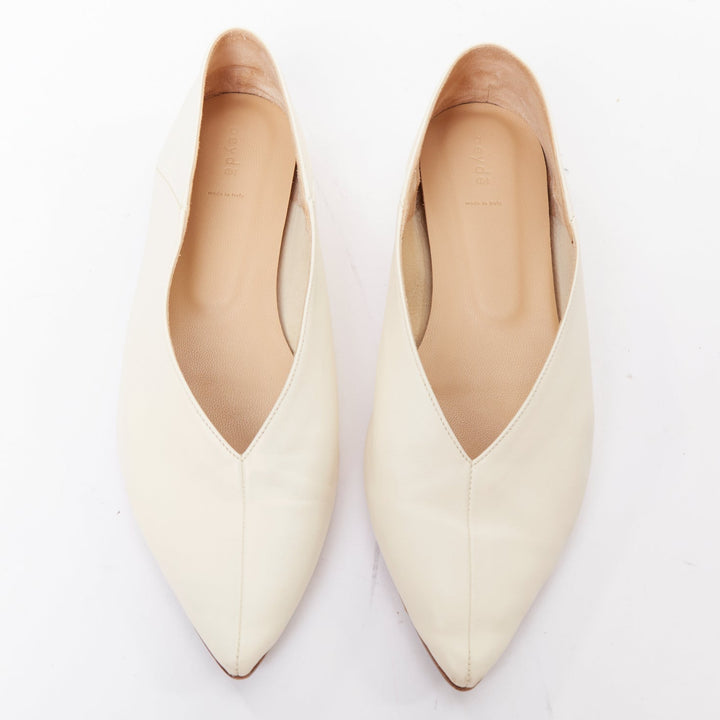 AEYDE Moa creamy nappa leather V vamp point toes 2 way flats EU37.5