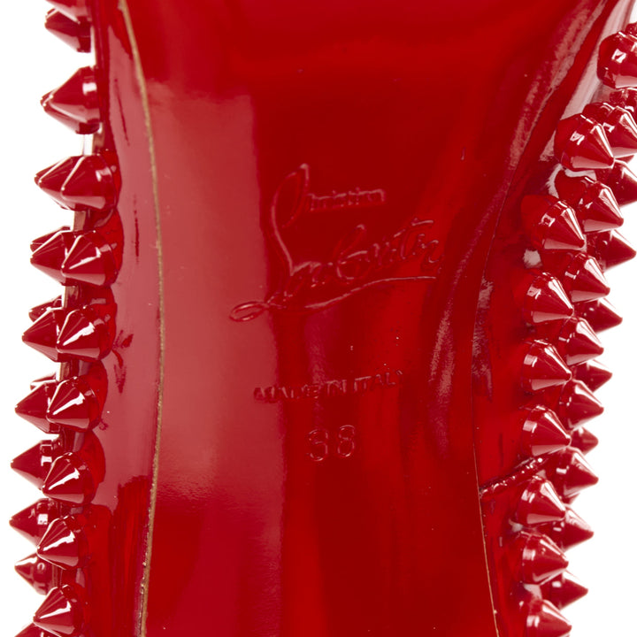 CHRISTIAN LOUBOUTIN Pigalle Spikes 100 red patent leather studded pumps EU38