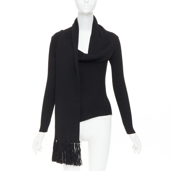 JEAN PAUL GAULTIER Vintage Maille Femme black wool cowl neck sweater L