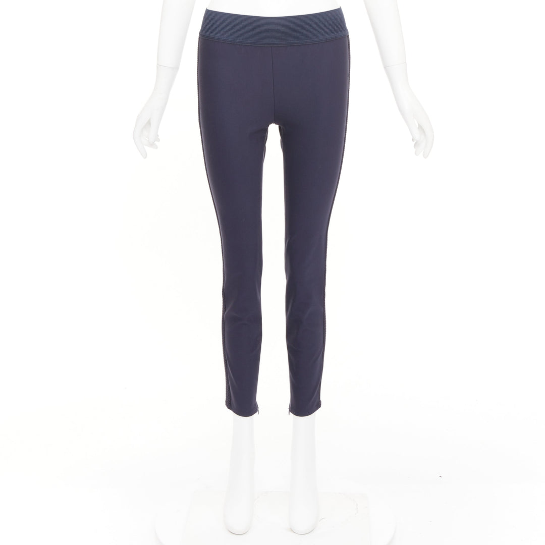 STELLA MCCARTNEY 2015 navy cotton blend elastic embroidery cropped pants IT38 XS