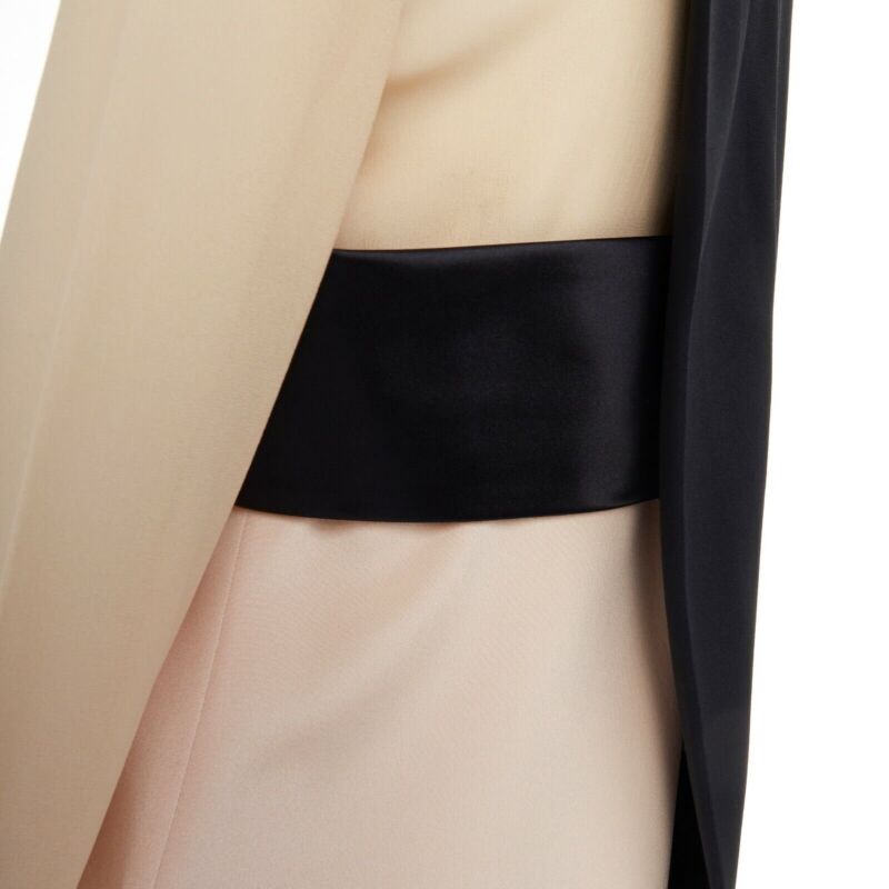 CELINE Phoebe Philo nude black asymmetric layered silk sleeve shift dress FR38