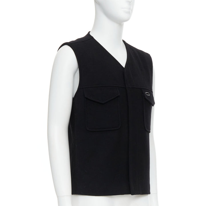 Male mannequin wearing Maison Margiela by Martin Margiela Black Wood Men Vest in Size IT46 | Available at JHROP