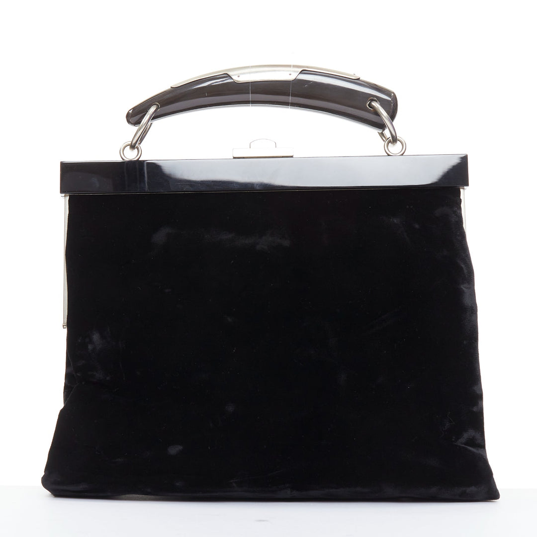 rare YVES SAINT LAURENT Tom Ford Mombasa lucite horn handle velvet evening bag
