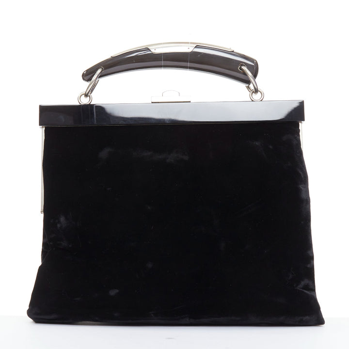 rare YVES SAINT LAURENT Tom Ford Mombasa lucite horn handle velvet evening bag