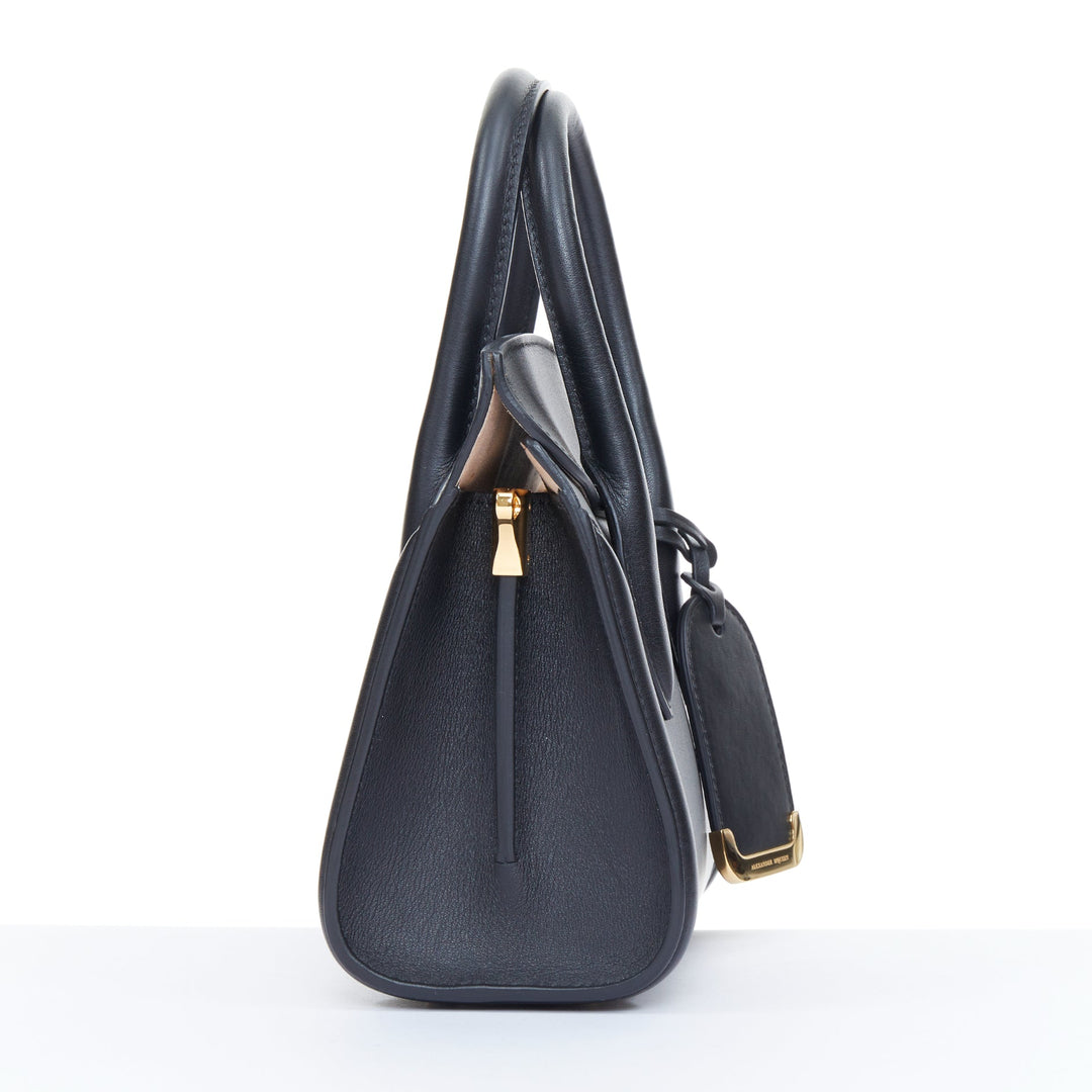 ALEXANDER MCQUEEN Heroine 21 black calfskin leather gold hardware satchel bag