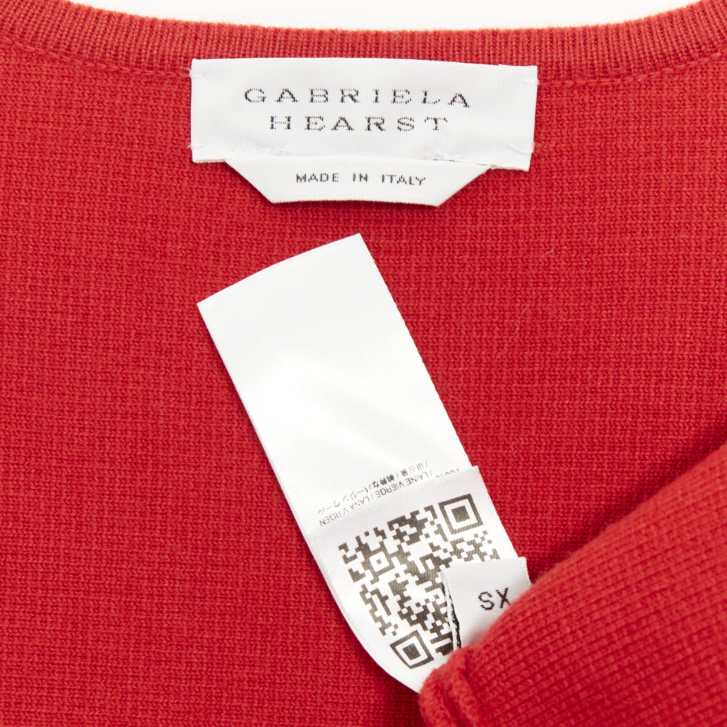 GABRIELA HEARST 2021 Katlin red virgin wool cropped open front shrug cardigan XS
