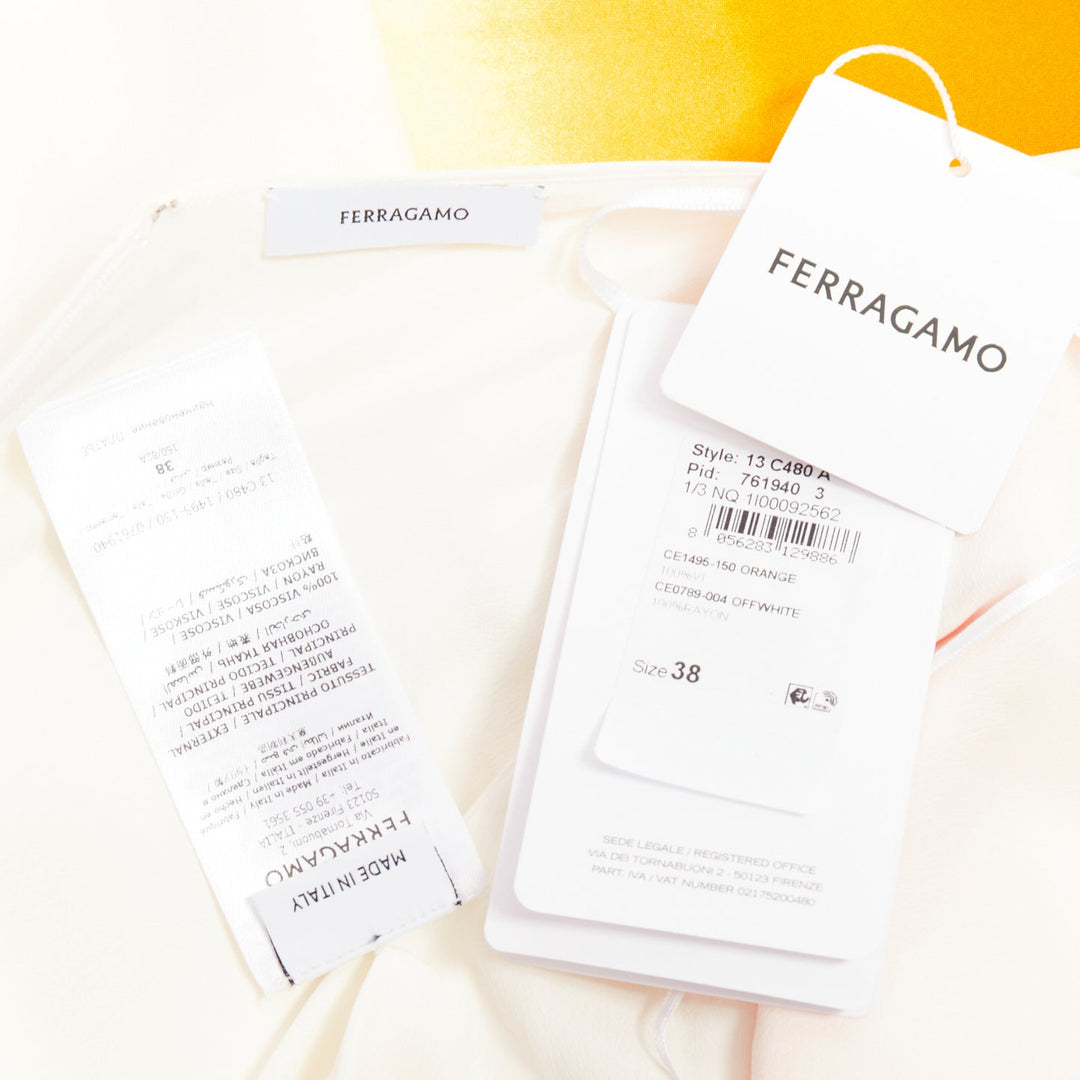 FERRAGAMO Maximilian Davis 2023 Runway orange sunset silk halter dress IT38 XS