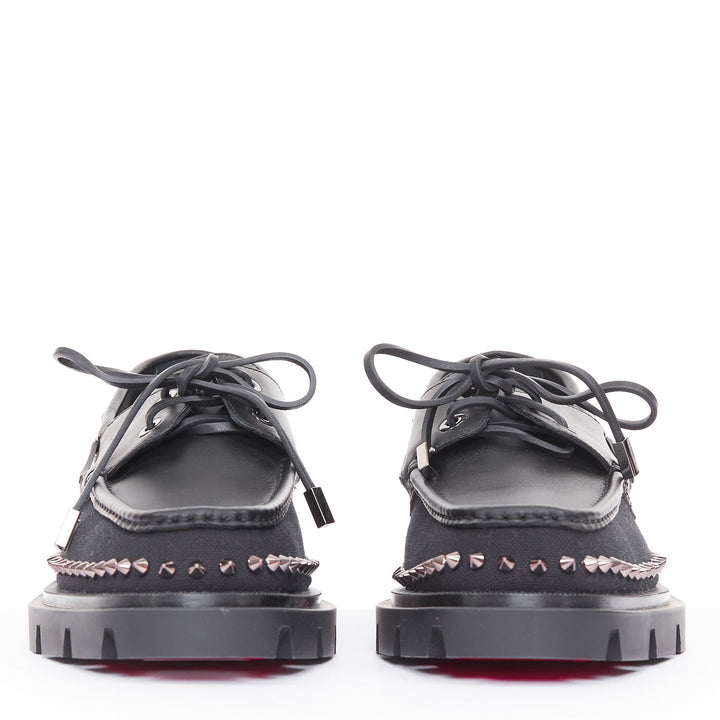 CHRISTIAN LOUBOUTIN Our Steckel black canvas calf leather spike derby EU43 US10