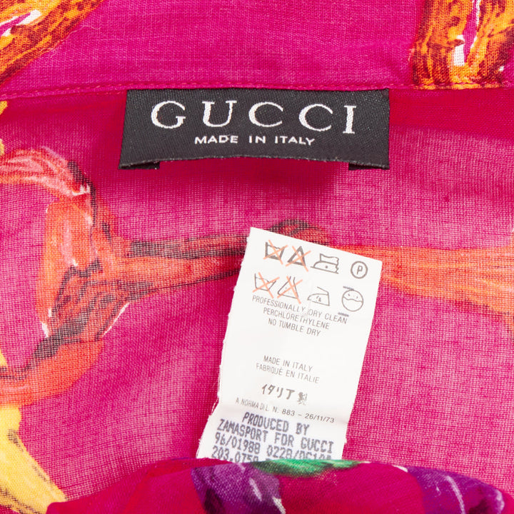 rare GUCCI Tom Ford 1996 Vintage pink gold GG chain belt cotton shirt IT38 XS