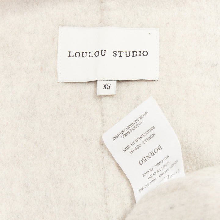 LOU LOU STUDIO Borneo light grey wool cashmere felt double breasted long coat XS