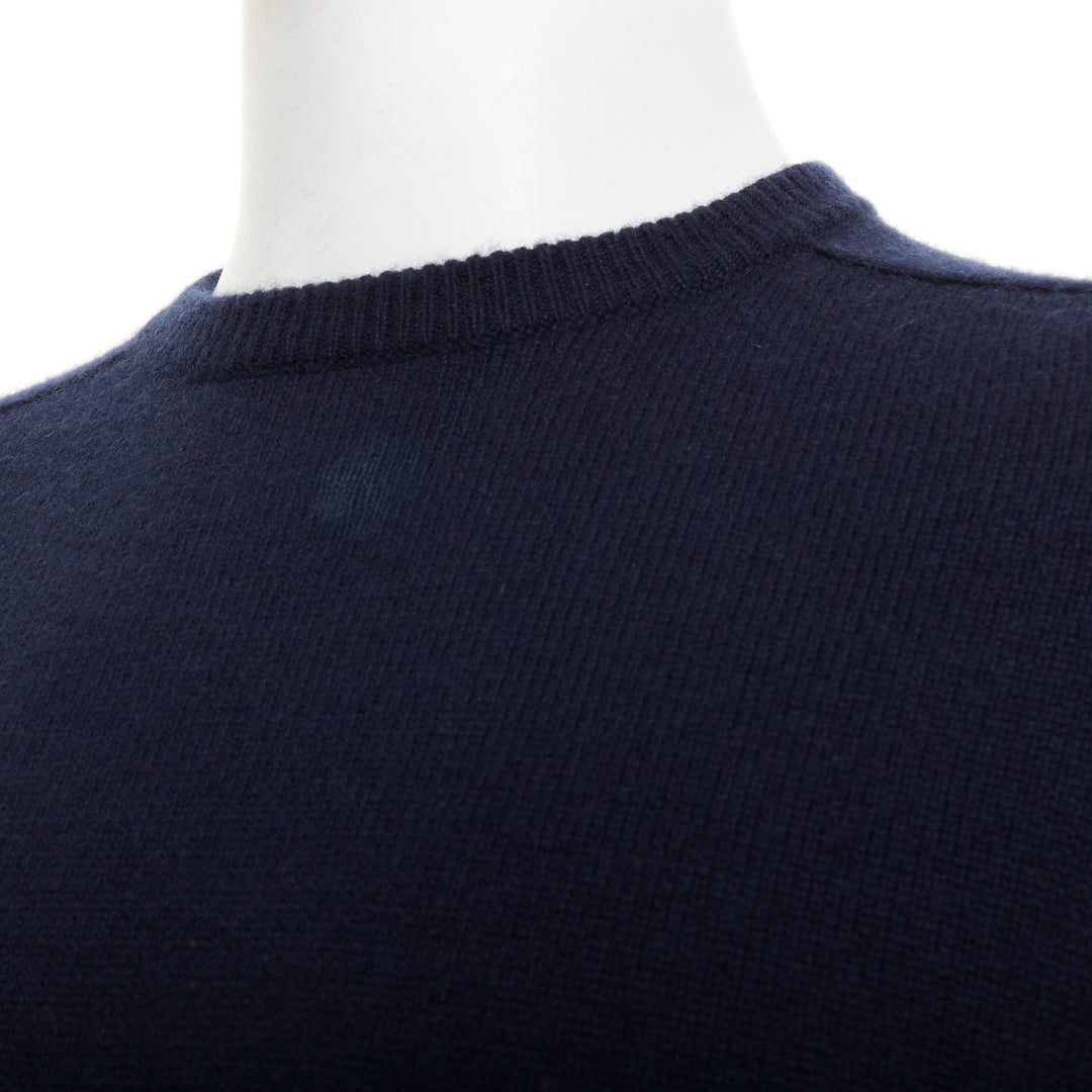 SAINT LAURENT 2015 100% cashmere navy crew neck pullover sweater M