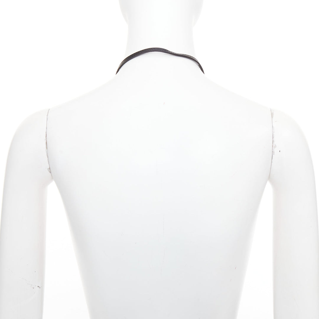 GIAMBATTISTA VALLI black leather mini envelop pouch necklace