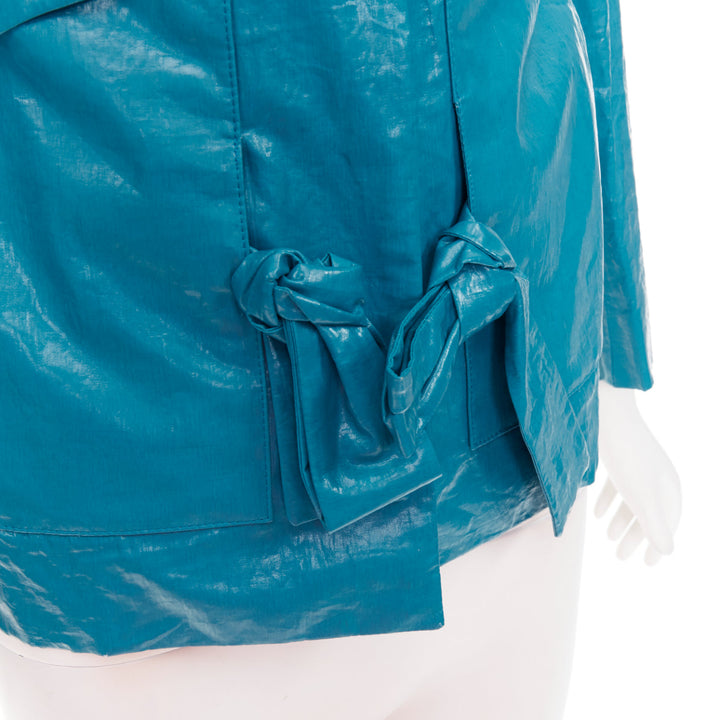 CHLOE Aqua Fresh blue crinkled coated acetate cotton cropped jacket FR36 S
