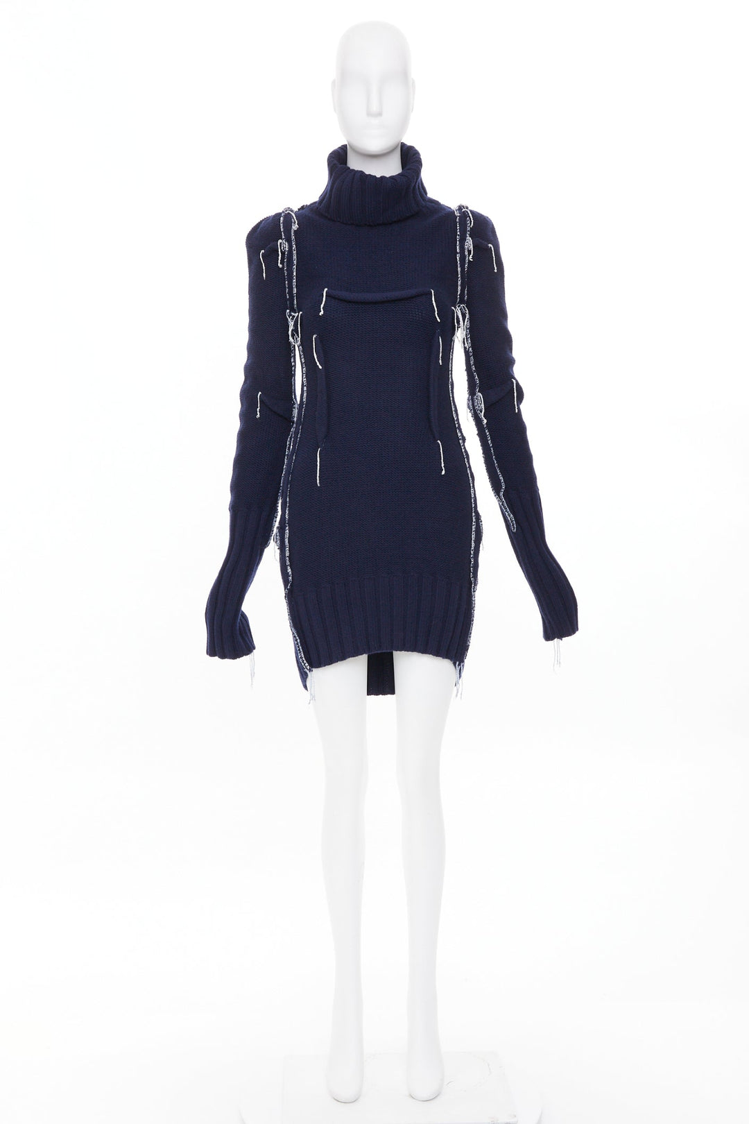 MAISON MARTIN MARGIELA H&M 2012 Re-Edition navy darted merino wool knit dress XS