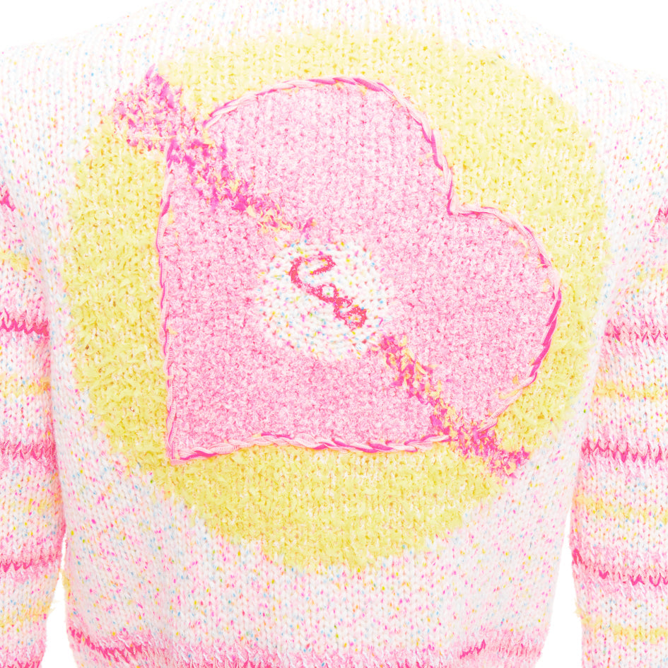 CHANEL 24C Coco Heart pink crochet tweed trim cardigan jacket FR34 XS