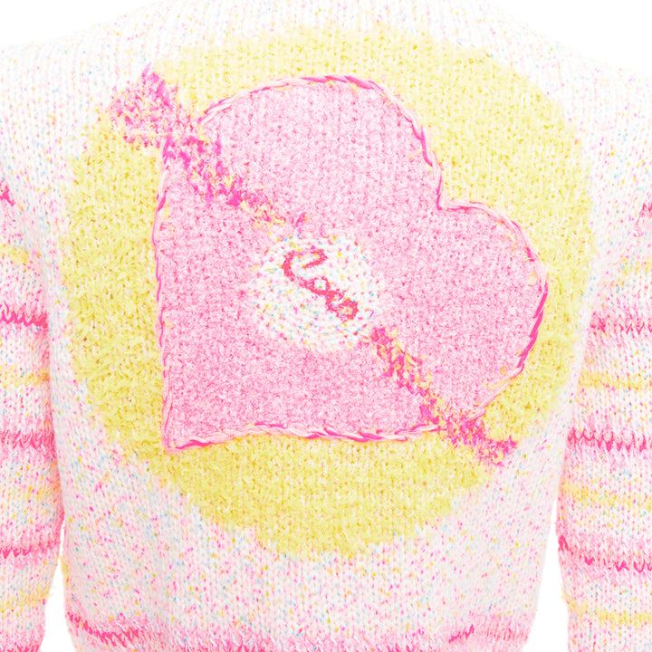 CHANEL 24C Coco Heart pink crochet tweed trim cardigan jacket FR34 XS