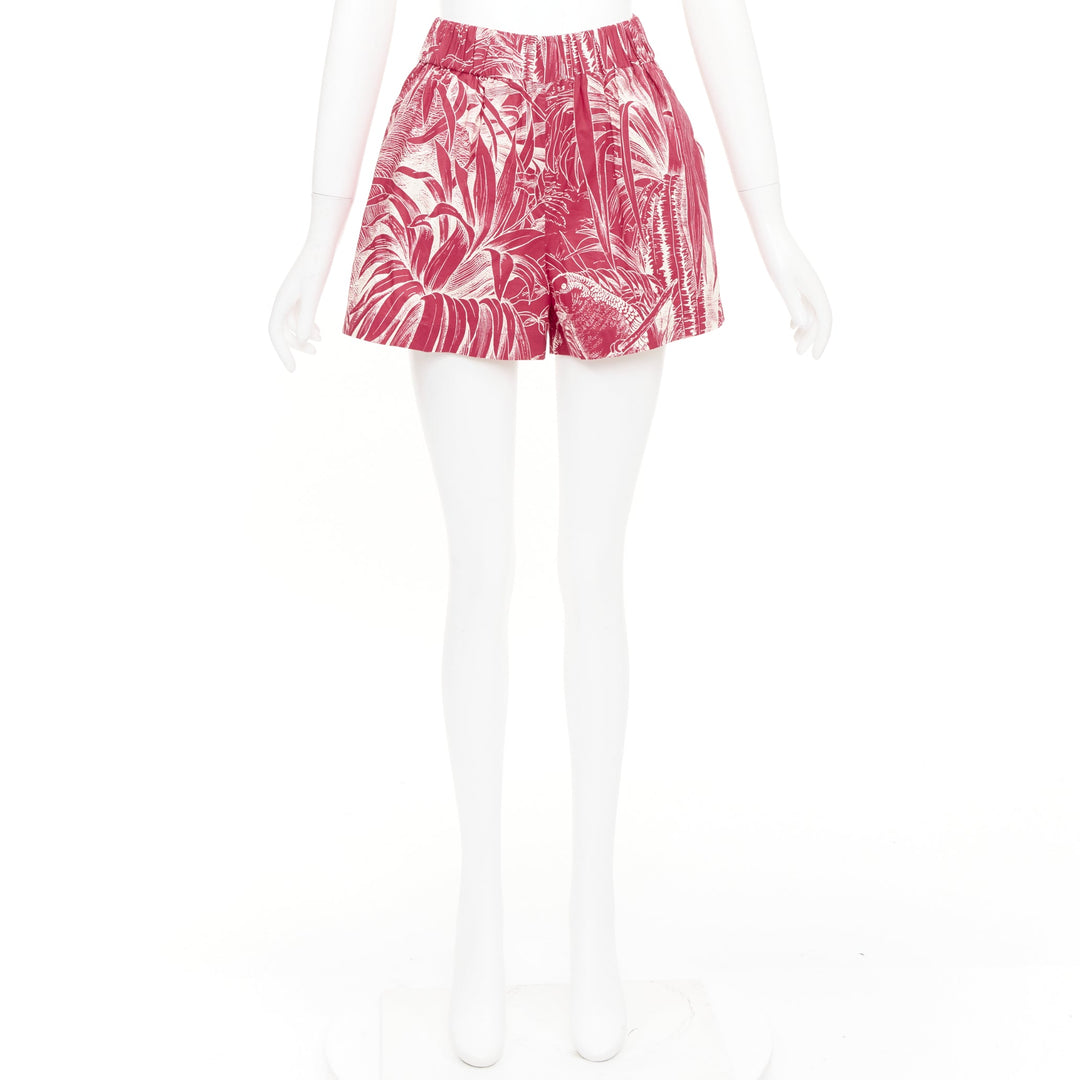 RED VALENTINO 2020 Tropical Parrot high waist casual red cream shorts IT36 XXS