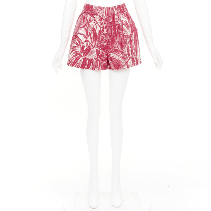 RED VALENTINO 2020 Tropical Parrot high waist casual red cream shorts IT36 XXS