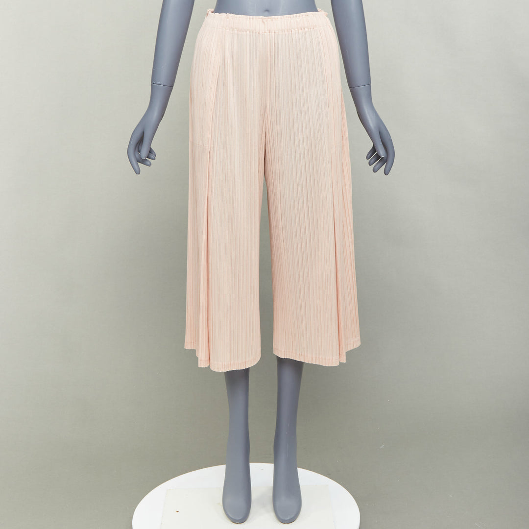 ISSEY MIYAKE Pleats Please pink plisse high waist wide mellow pants JP4 XL