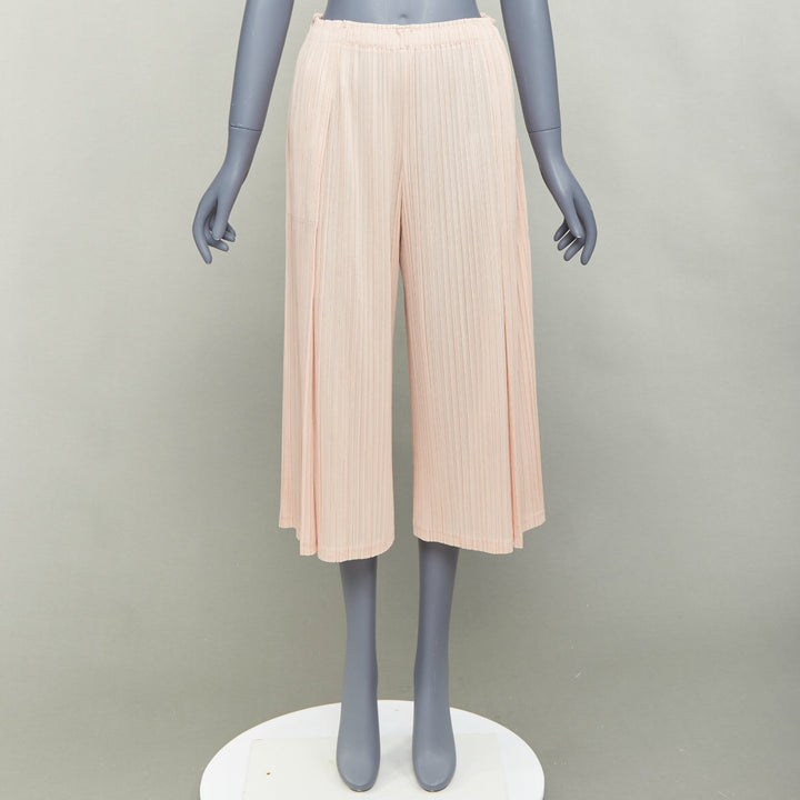 ISSEY MIYAKE Pleats Please pink plisse high waist wide mellow pants JP4 XL