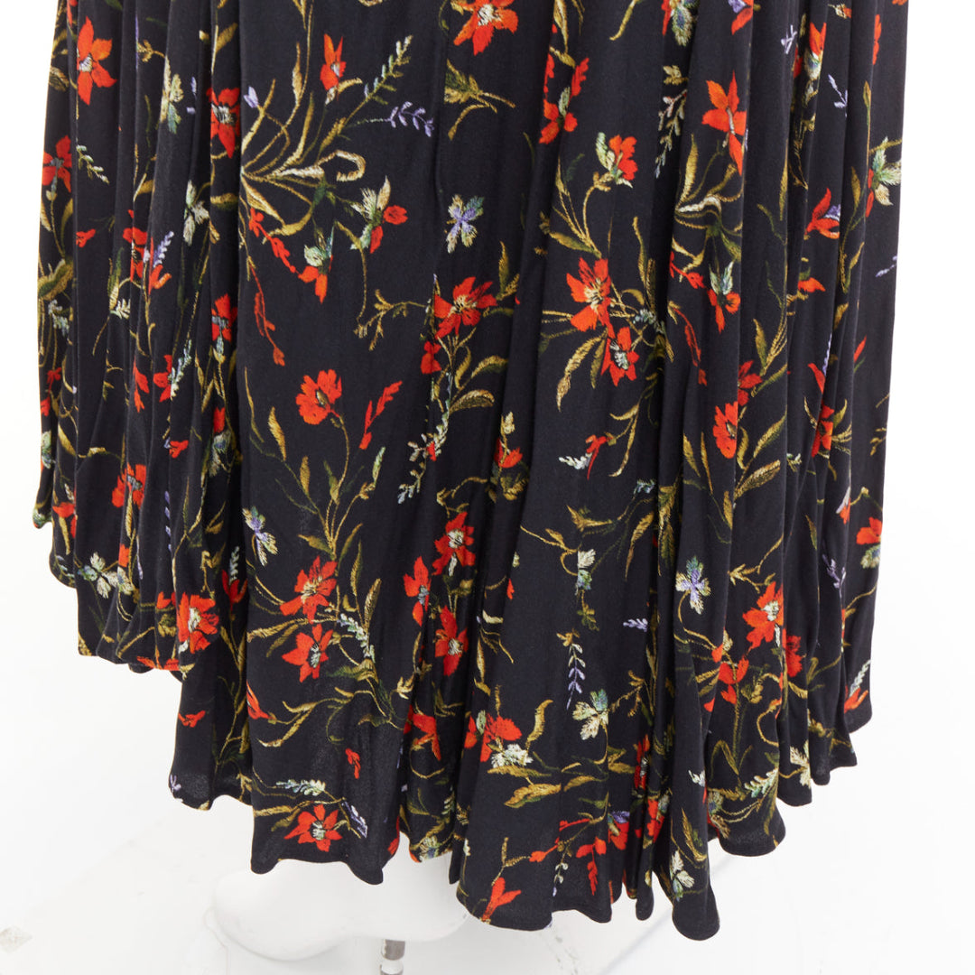 BALENCIAGA 2016 Runway black red floral Voluminous pleat maxi tent dress FR36 S