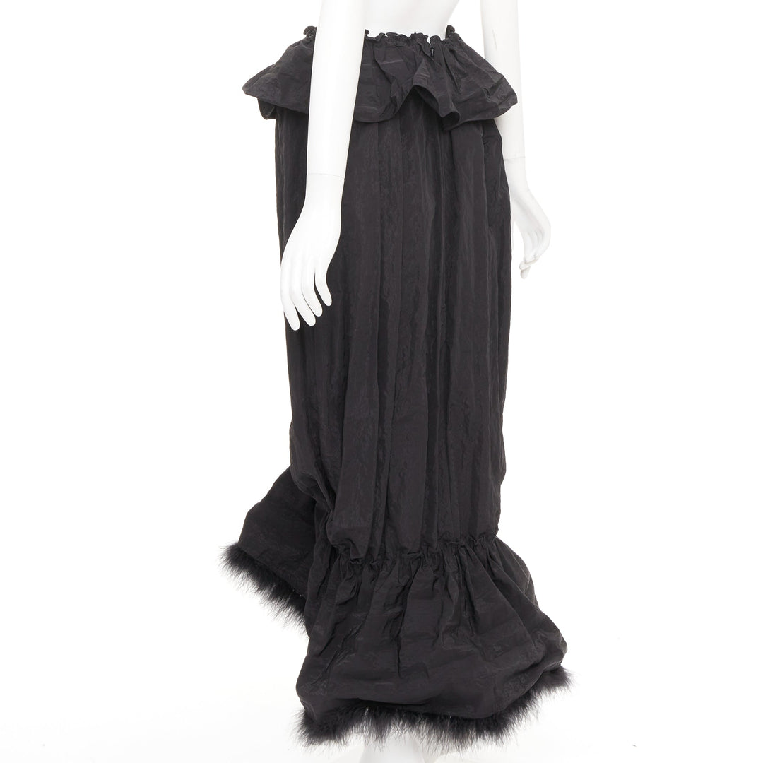 SIMONE ROCHA black cloque paperbag taffeta bubble turkey feather midi skirt UK6