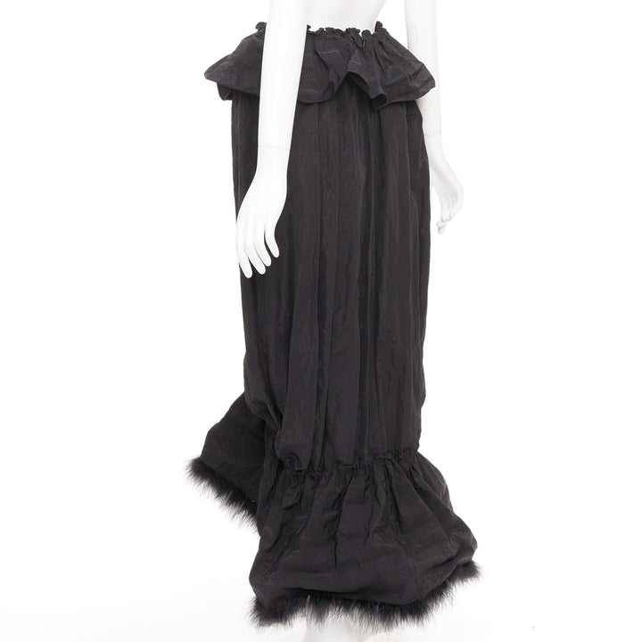 SIMONE ROCHA black cloque paperbag taffeta bubble turkey feather midi skirt UK6