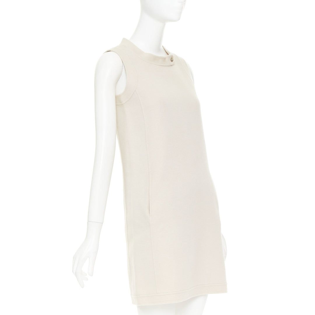 MAX MARA S' light grey virgin wool angora snap button collar dress IT34 XXS