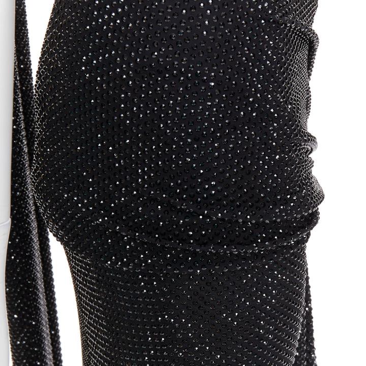 rare ALEXANDRE VAUTHIER COUTURE SS2020 Runway black strass crystal drape gown