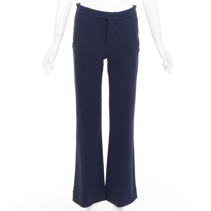 MARNI navy virgin wool blend wide leg mid waist pants IT38 XS