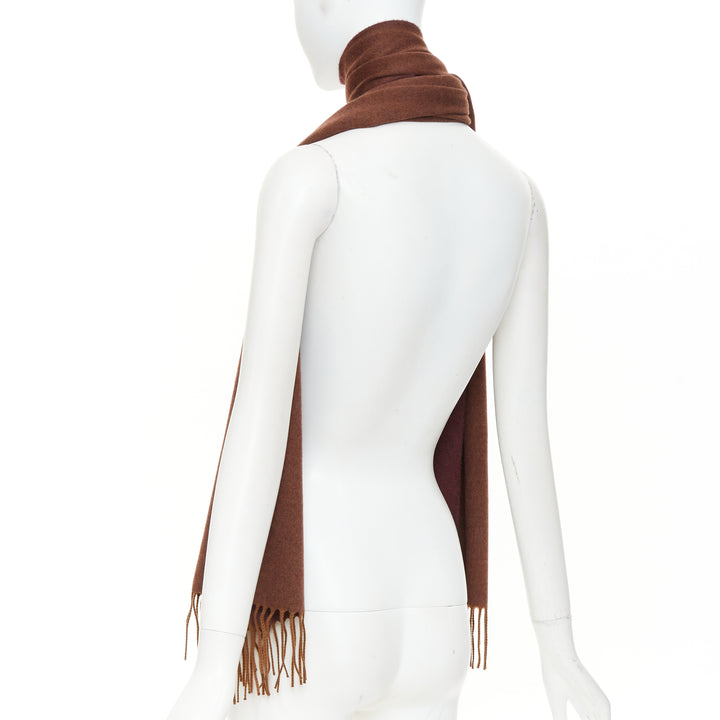 LORO PIANA Two Tone Baby Cashmere brown fringed colorblocked long scarf