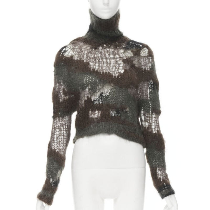 Female mannequin wearing Junya Watanabe Runway Green Wool Women Sweater in Size  S | Available at JHROP