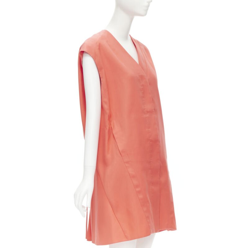 MARNI coral pink cotton silk pleated bubble back boxy sleeveless dress IT40