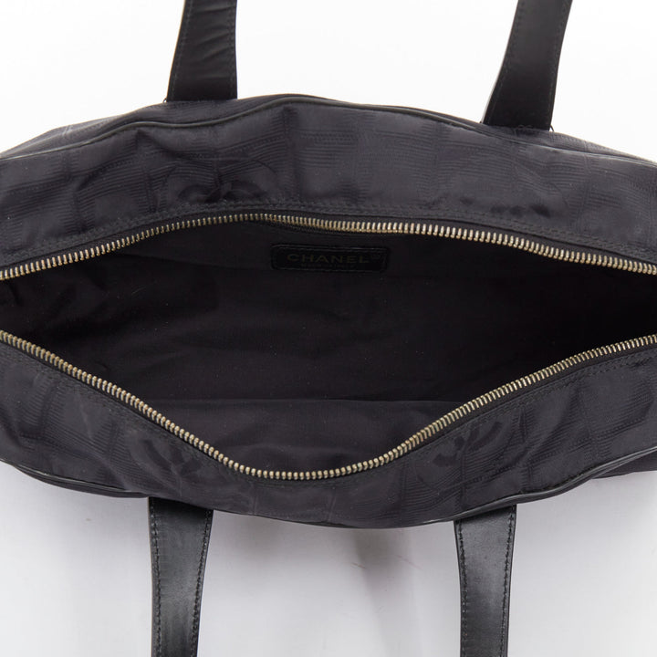 CHANEL 2002 New Travel Line black jacquard nylon mini Boston bowling bag