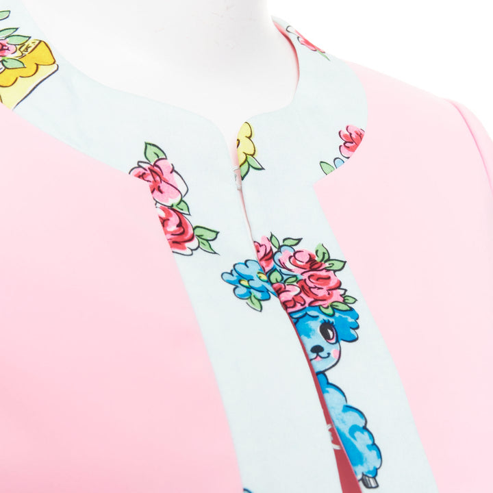 MOSCHINO COUTURE! 2022 Runway Calico Animals pink blue bolero jacket IT38 XS