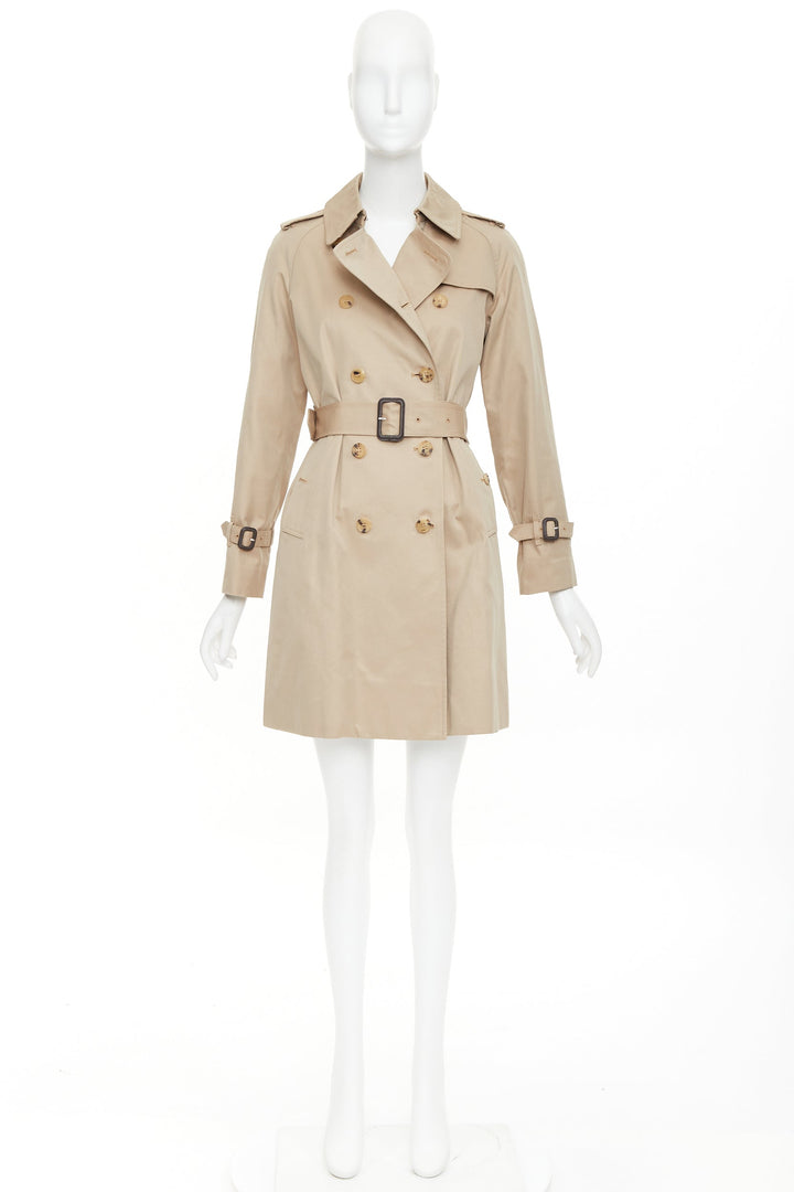 MACKINTOSH beige cotton horn buttons double breasted classic trench FR32 XXS