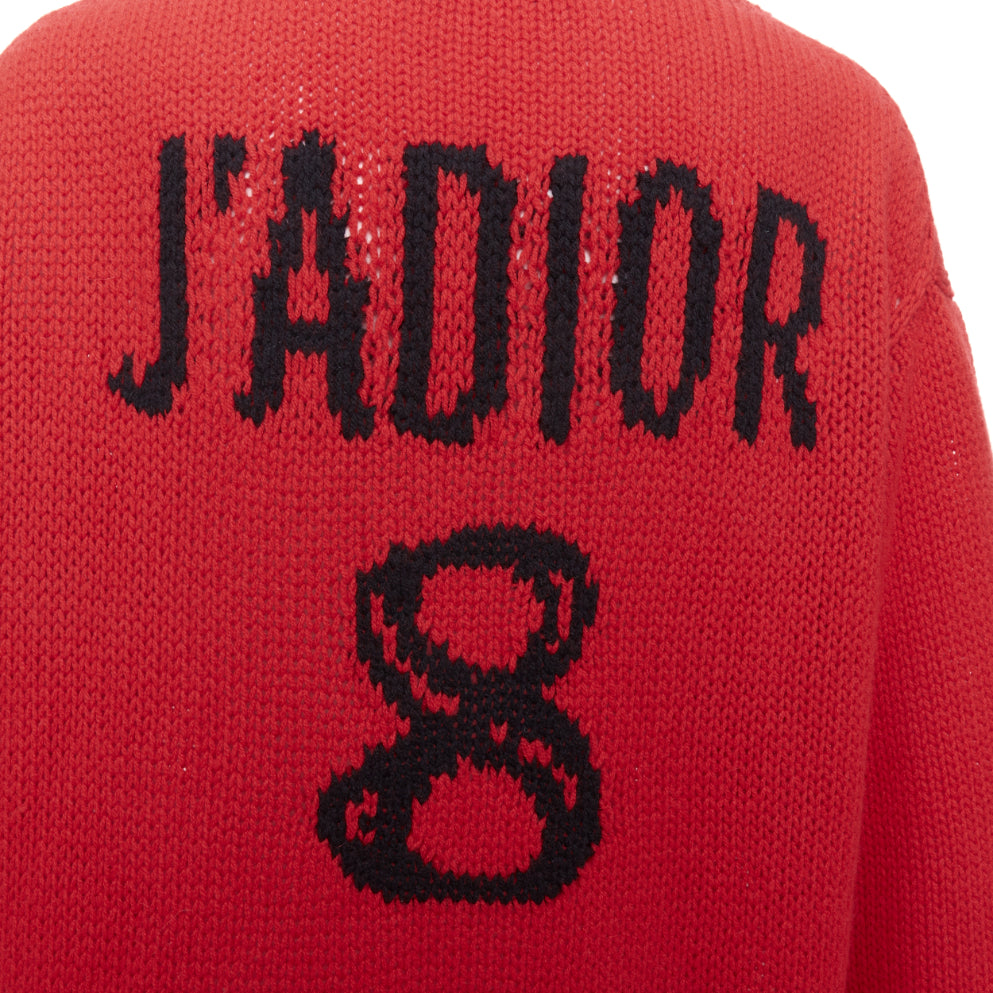 CHRISTIAN DIOR 100% cashmere red black J'Adior 8 oversized sweater FR34 XS