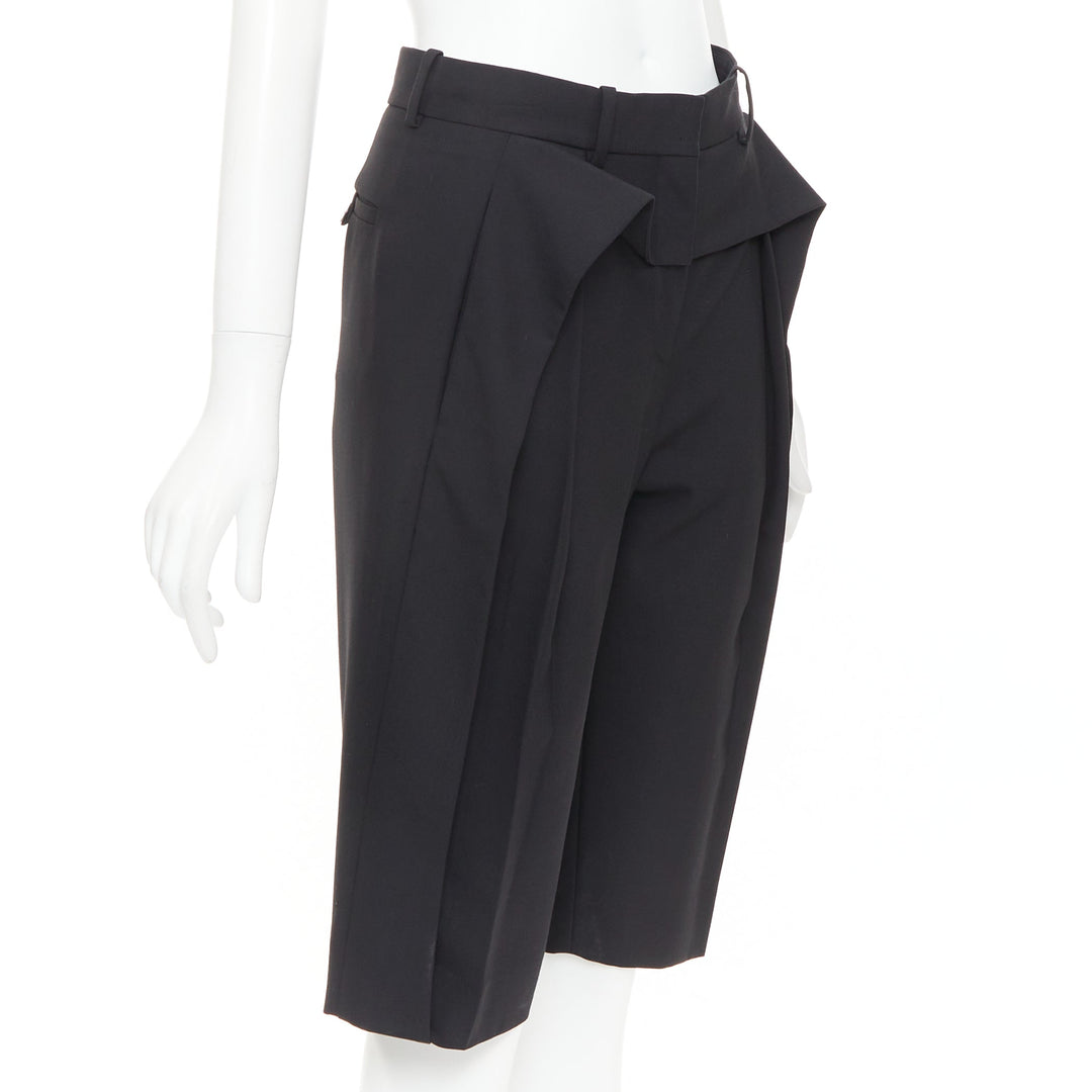 BALENCIAGA black peplum ruffle high waist dress knee shorts FR36 S