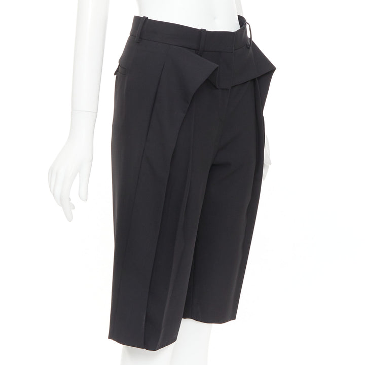 BALENCIAGA black peplum ruffle high waist dress knee shorts FR36 S