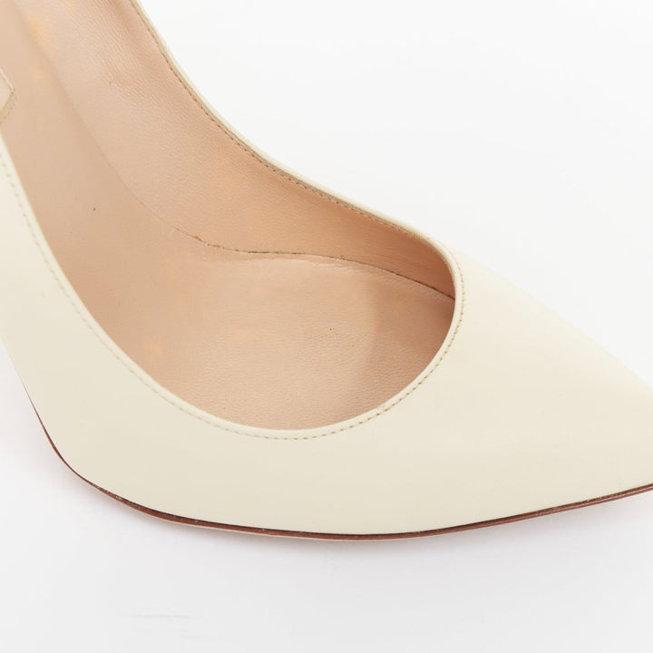 VALENTINO Soul Rockstud cream leather micro gold stud stiletto pumps EU37