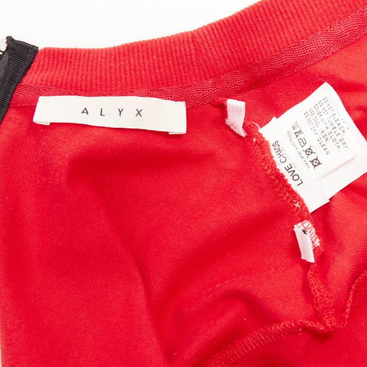 ALYX Love Chaos red cotton jewelry print open back zip tshirt S